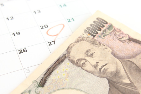 Calendar and Japanese moneyの写真素材