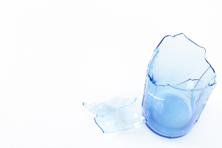 Cracked light blue glassの写真素材