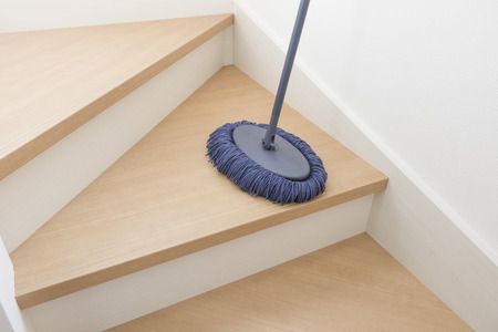 Cleaning the stairsの写真素材