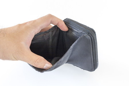 Empty wallet and man's hand