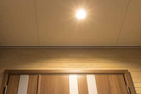 Front door and lightingの写真素材