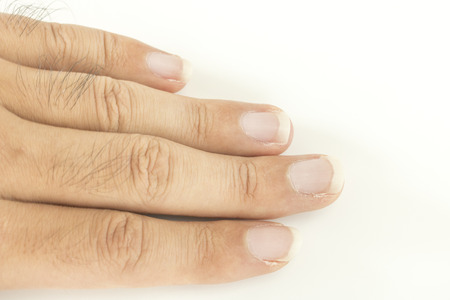 Male fingers with extended nails