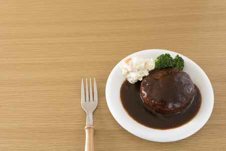 Hamburger steak demi-glace sauceの写真素材