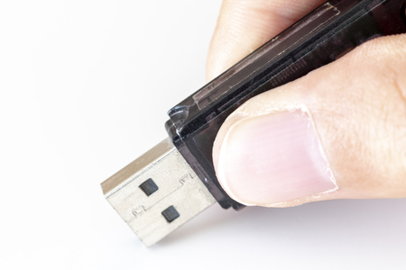 Hands with USB memory