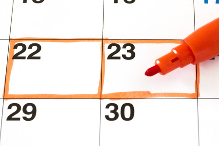 Mark written on the calendarの写真素材