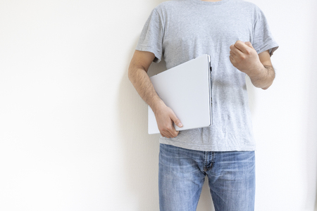 Men with a laptopの写真素材