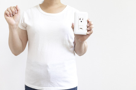 Women and electricity bill imageの写真素材