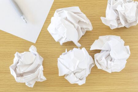 Blank paper and crumpled paperの写真素材