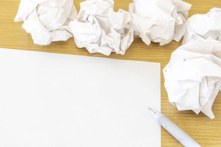 Blank paper and crumpled paperの写真素材