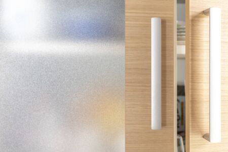 Kitchen cupboard doors from the frontの写真素材