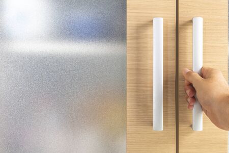 Kitchen cupboard doors from the frontの写真素材