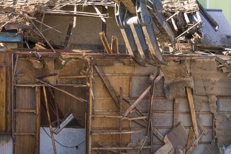 Demolition of old wooden house in Japanの写真素材