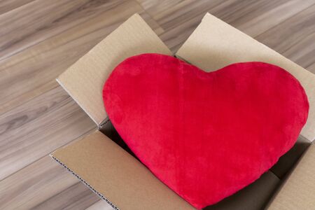 Heart cushion and cardboard box