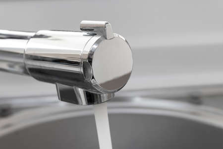 Stainless steel sink in the kitchen
