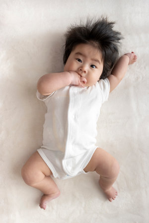Whole body of baby (0 years old, 6 months old, Japanese, girl)