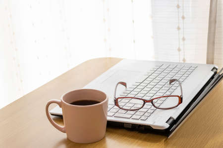 Image of working from home using a laptop computerの写真素材