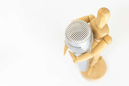 Drawing doll and microphone. Image of music