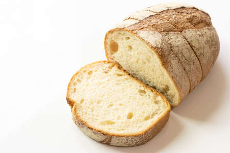 Cut French bread sprinkled with rye flour