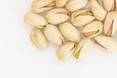 Lots of pistachios (white background)の写真素材