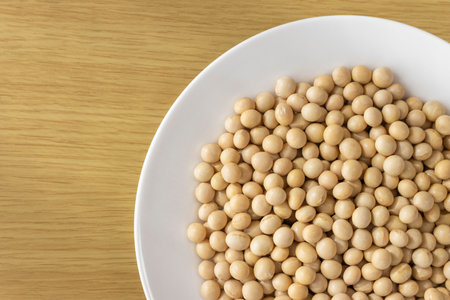 Lots of soybeans on a plateの写真素材
