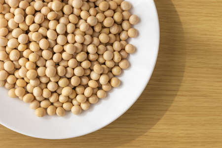 Lots of soybeans on a plateの写真素材
