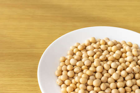 Lots of soybeans on a plateの写真素材