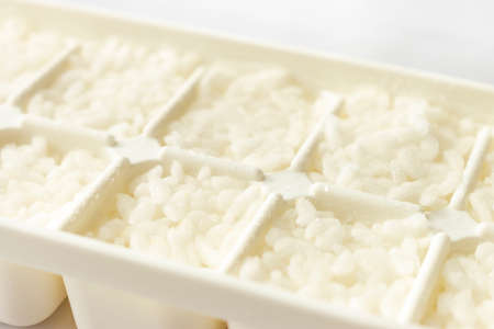 Frozen rice in small portions for babiesの写真素材