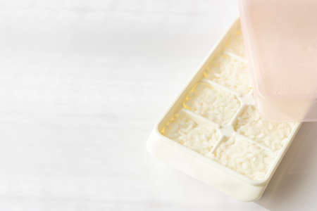 Frozen rice in small portions for babiesの写真素材
