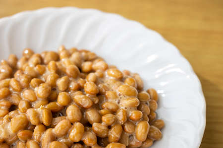 Small natto on a plateの写真素材