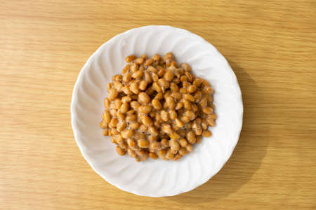 Small natto on a plateの写真素材