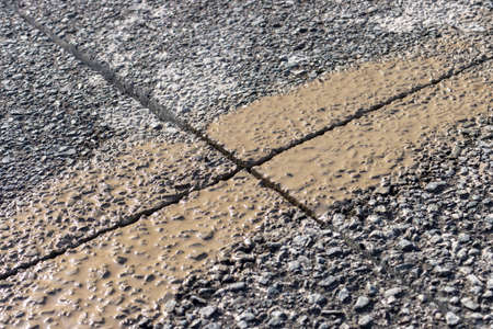 Roads with cuts due to sewer plumbing work