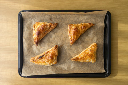 Freshly baked chocolate pie. Valentine's day image.の写真素材