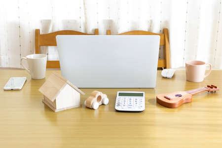 Image of life planning using a laptop computerの写真素材