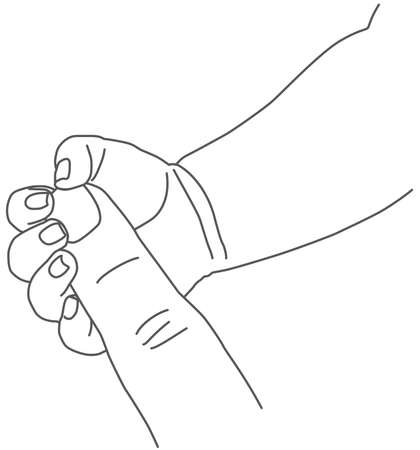Baby's hand clasping father's finger (0 years old, 1 month old, Japanese, girl)のイラスト素材