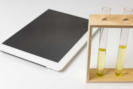 Image of chemical experiment and computer analysis