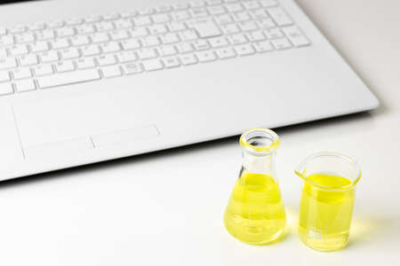 Image of chemical experiment and computer analysis