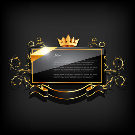 Decorative vector frame decor elements on black.のイラスト素材