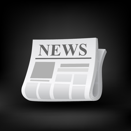 Newspaper icon. Vector illustration on black background.のイラスト素材