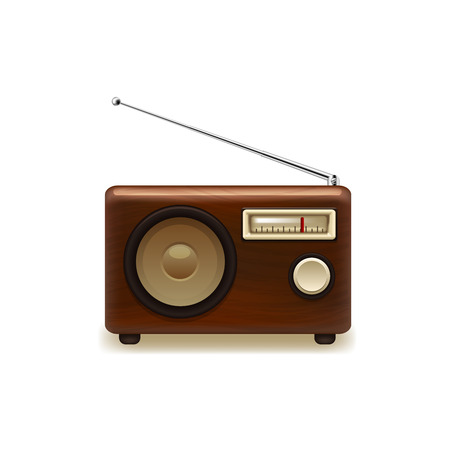 Old retro wooden radio. Vector illustration on white background.のイラスト素材