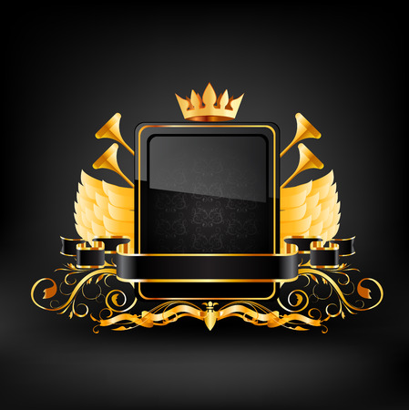 Decorative vector  shield frame. on black bakground.のイラスト素材