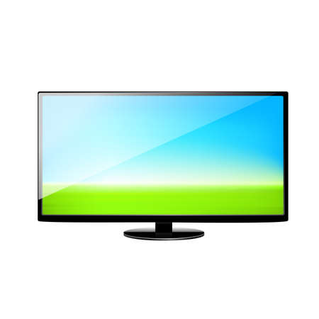 Flat screen TV illustration on white background.のイラスト素材
