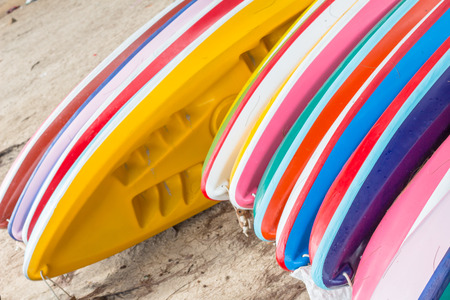 Boats with turnovers on beach in the island.の写真素材