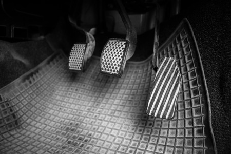 Brake and accelerator inside the car with dust.の写真素材