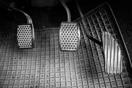 Brake and accelerator inside the car with dust.の写真素材