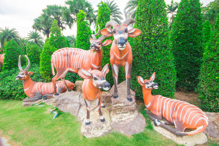 Pattaya, THAILAND, April 2017 : Statue mountain bongo at Nong Nooch Garden Pattaya.のeditorial素材