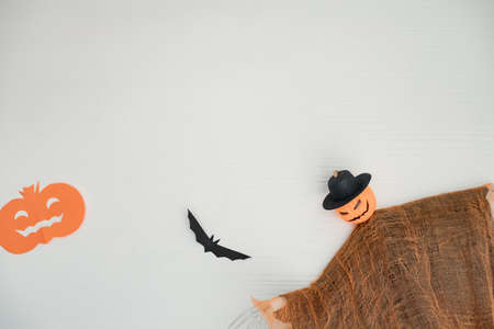 Hanging ornament, scenes in Halloween festival on wall in the room. Decoration of the decor in Halloween.の写真素材