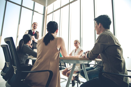 Meetings and consultations of business people in the company's meeting room. Conference to analyze...