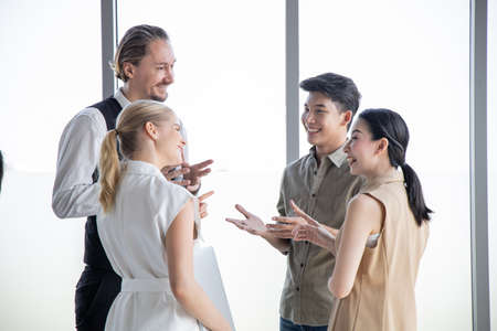 Groups of business people discuss and exchange ideas at the meeting.の写真素材