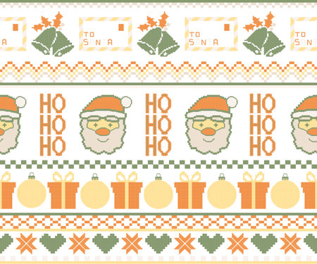 Seamless vector Christmas pattern with Santa Claus and ornamentsのイラスト素材