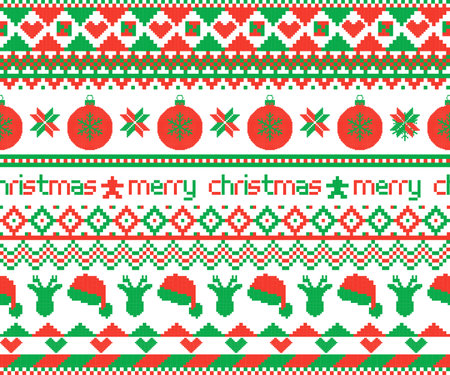 Seamless pattern with Christmas motifs. Vector Illustration.のイラスト素材